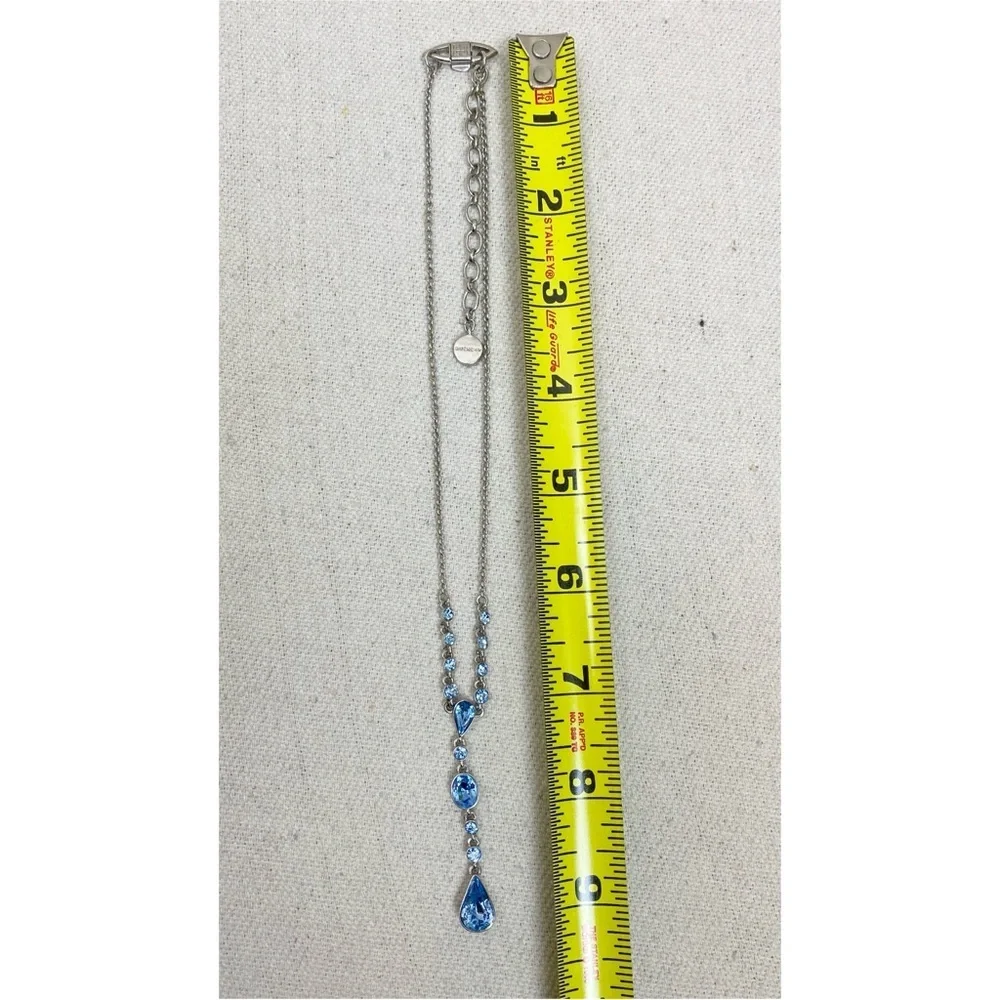 Givenchy Silver Y Necklace with Blue Crystals